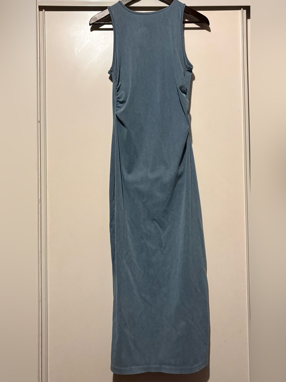 Sleek Sleeveless Maxi Dress in Dusty Denim Blue